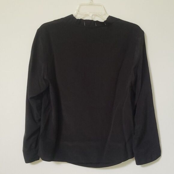 SANDRO Paris Black Silk V-Neck Blouse Top Women’s Large Office Siren Classic - Picture 3 of 8